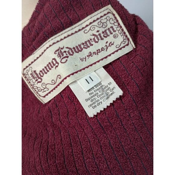 Vintage 70s Young Edwardian Arpeja Jacket Topper Size S Burgundy Victorian - Picture 7 of 8